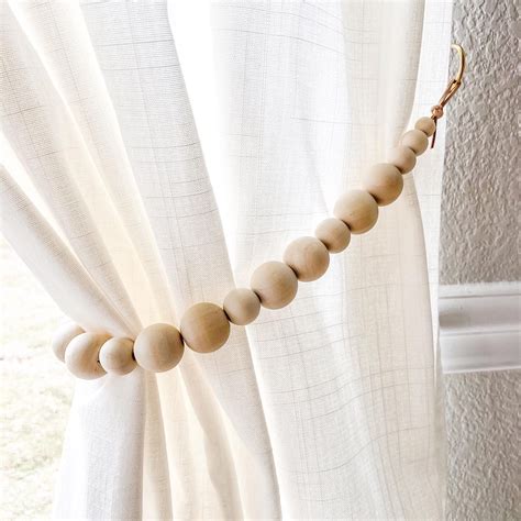 wood curtain beads|wood bead curtain tie backs.